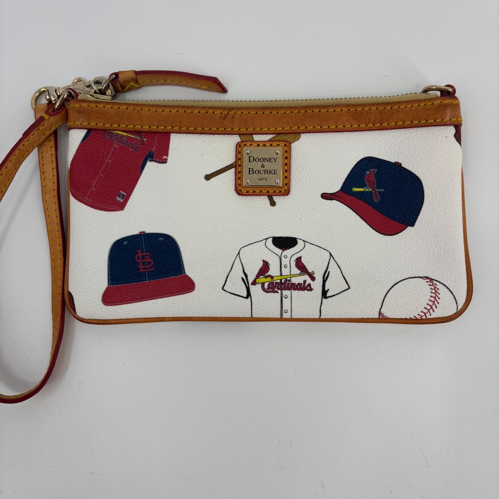 Dooney & Bourke Wristlet Women Small White St. Louis Cardinals MLB Baseball Bag